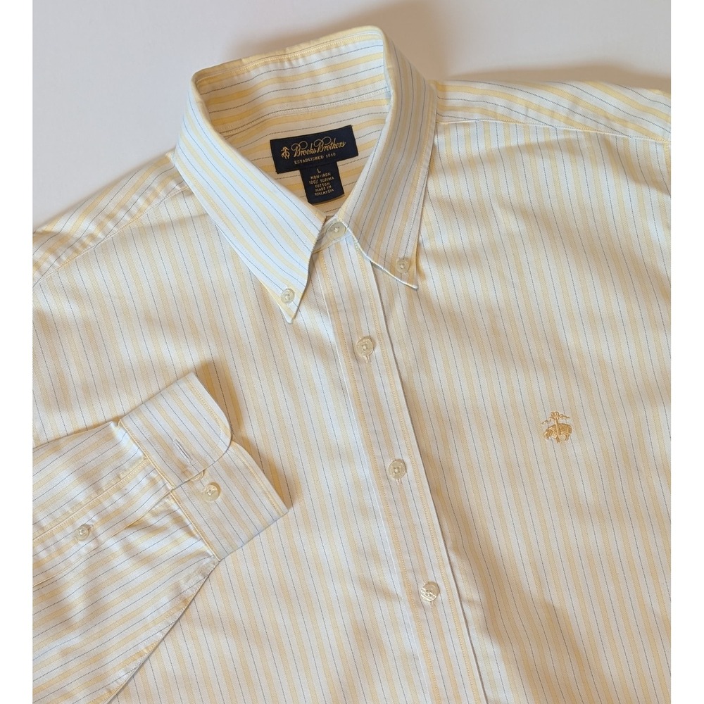 NWOT Brooks Brothers Mens L Supima Cotton Button Down Shirt w/Minor Flaw NICE